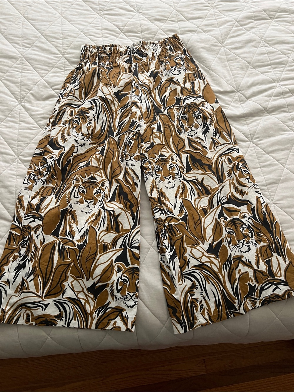 Anthro The Somerset Pull-On Pants: Printed Linen Edition tiger print small